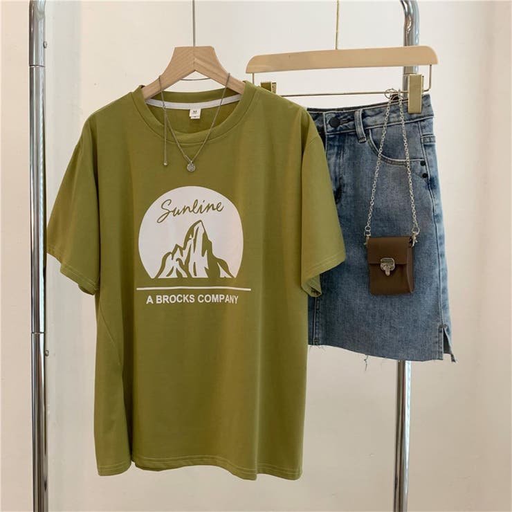GREEN | マウンテンプリントティーシャツ | LETee