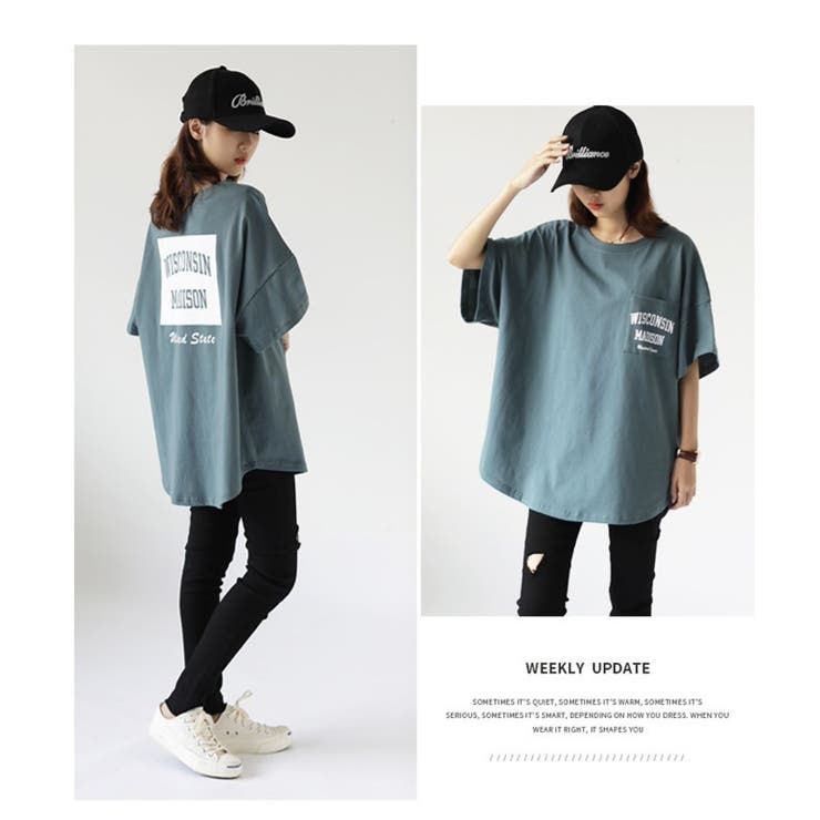 BLUE | ボックスバックプリントティーシャツ | LETee