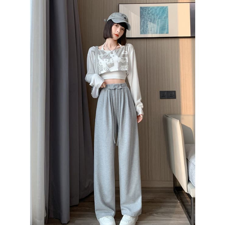 GREY | ウエストレースアップパンツ | LETee