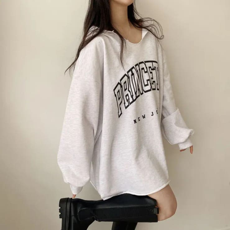 GREY | ビッグロゴカットオフプルパーカー | LETee