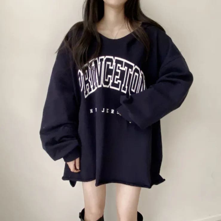 NAVY | ビッグロゴカットオフプルパーカー | LETee