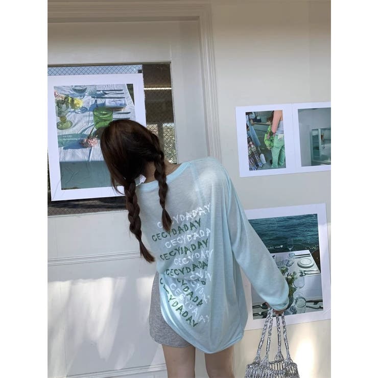 GREEN | シアータイプ バックロゴプリントトップス/メッセージロゴ | LETee