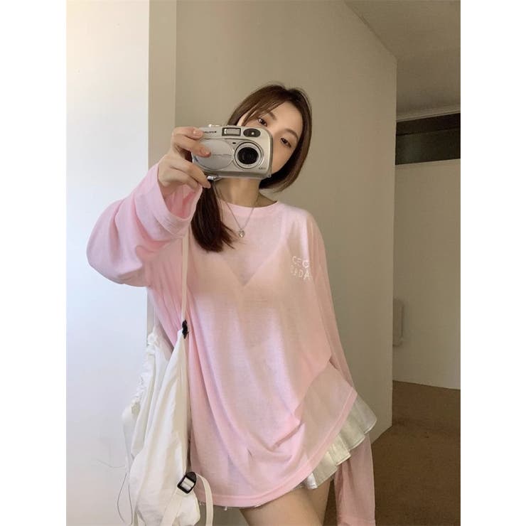 PINK | シアータイプ バックロゴプリントトップス/メッセージロゴ | LETee