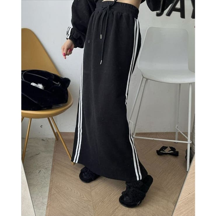 サイドラインロングスカート＆袖ラインダブルジップジャケット セットアップ | LETee | 詳細画像6 