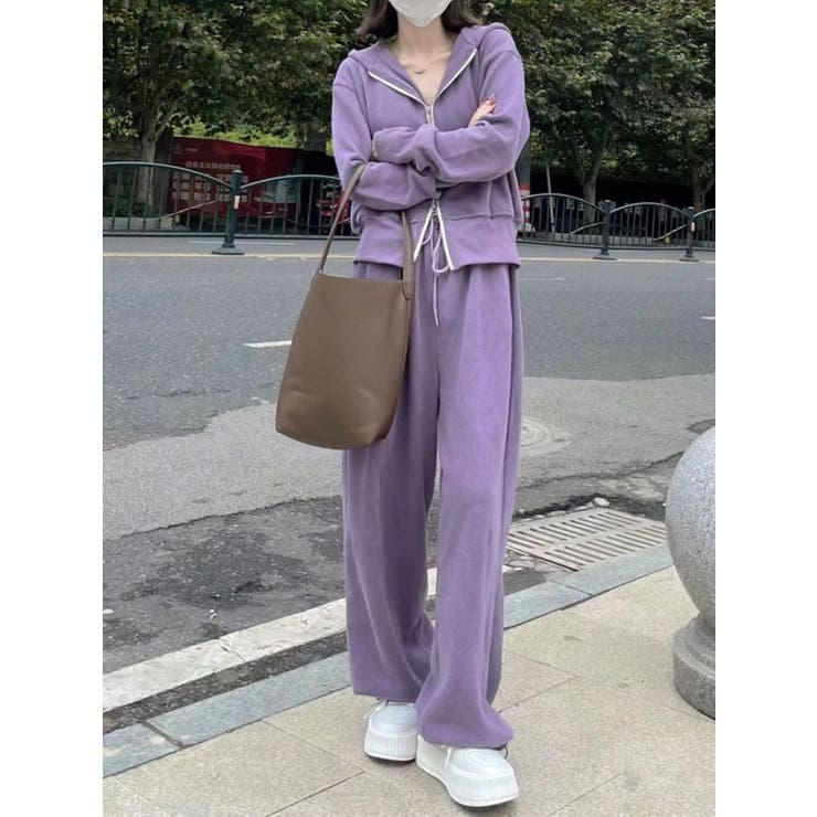 スウェットパンツ＆サムホールスリーブジップパーカーセット/セットアップ | LETee | 詳細画像2 