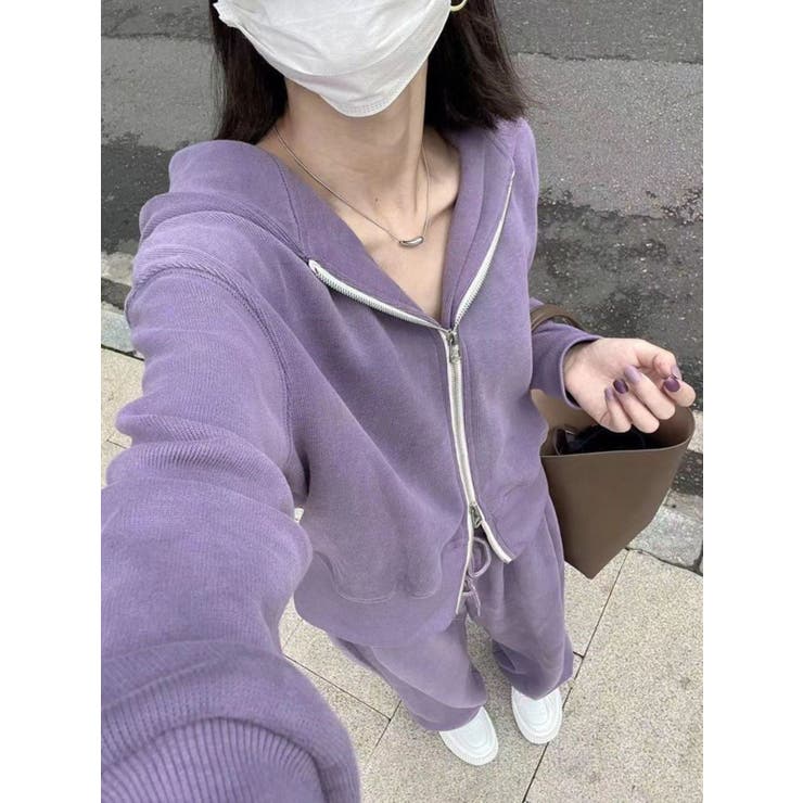 スウェットパンツ＆サムホールスリーブジップパーカーセット/セットアップ | LETee | 詳細画像3 