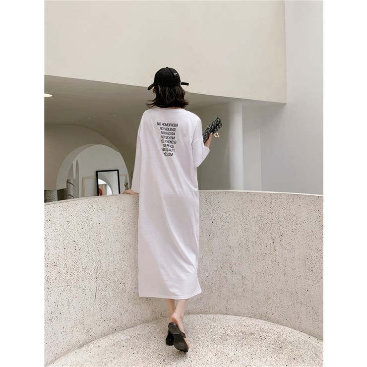 WHITE | バックプリント ティーシャツワンピース | LETee