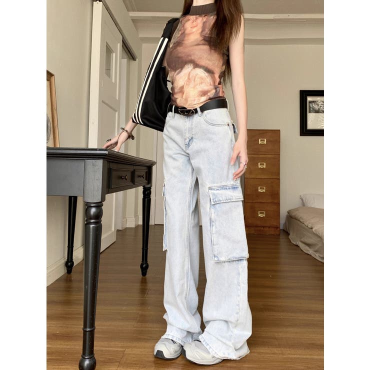 ウォッシュデニム カーゴパンツ | LETee | 詳細画像3 