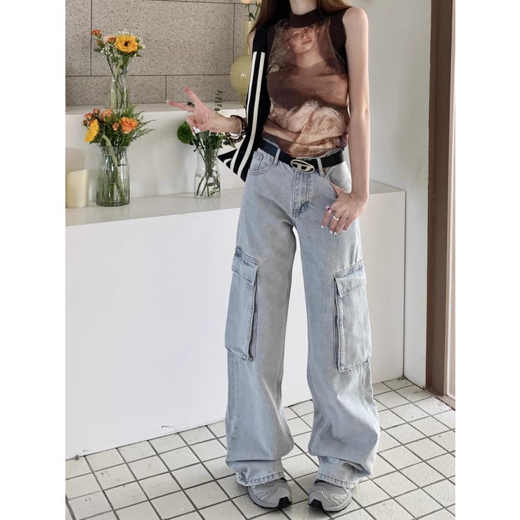 ウォッシュデニム カーゴパンツ | LETee | 詳細画像6 