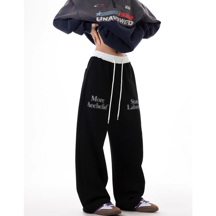 BLACK | ロゴプリント スェットパンツ | LETee