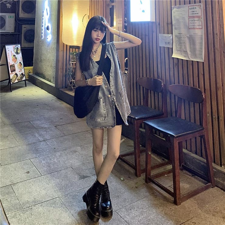 ワンウォッシュ デニムジレ | LETee | 詳細画像7 