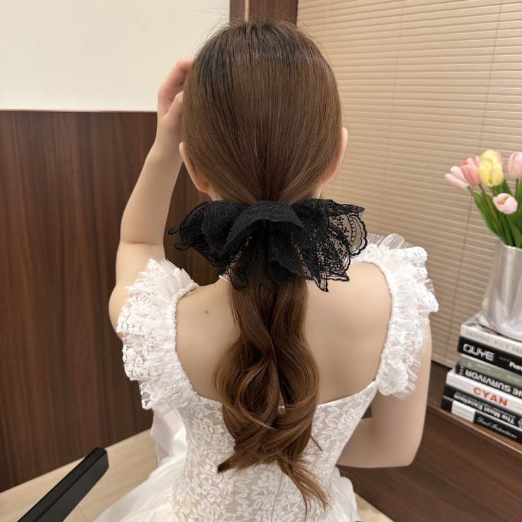 BLACK | レースフリルシュシュ | LETee