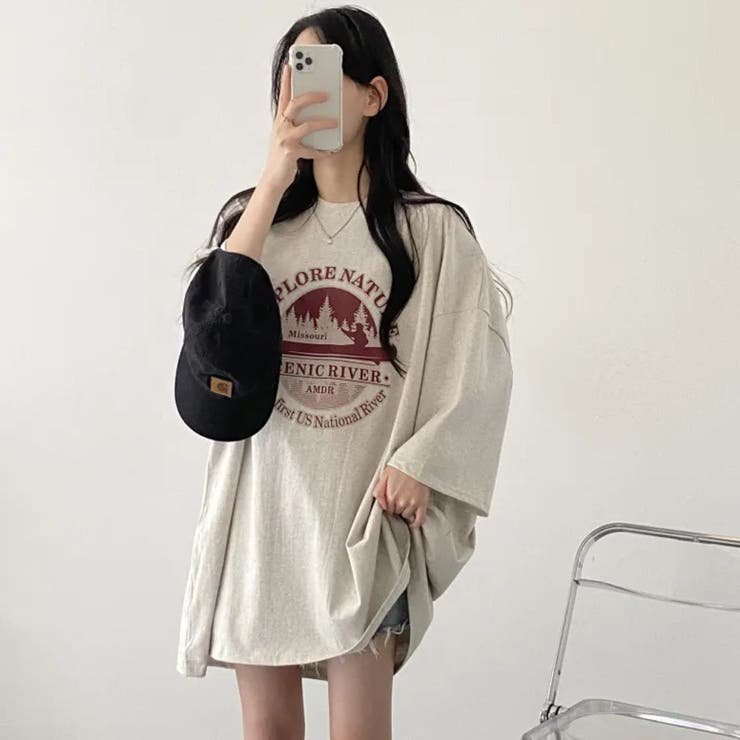 サークルプリントBIGシルエットカットソートップス/7分袖 | LETee | 詳細画像16
