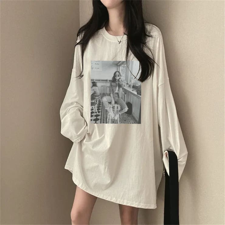 WHITE | ボックスプリント ルーズフィットトップス/転写プリント | LETee