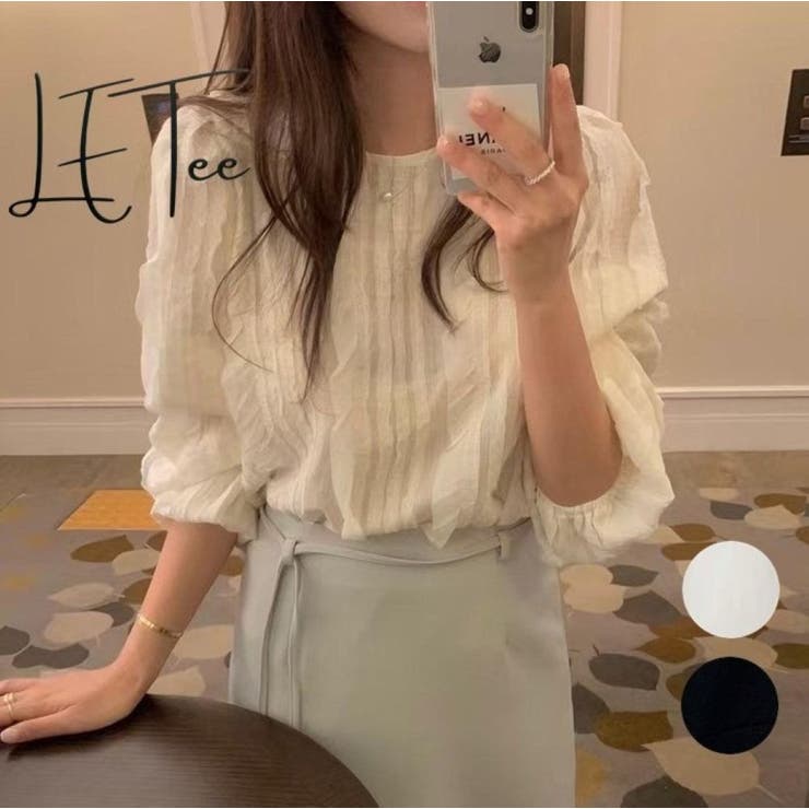 フリル織柄ブラウス/ボリューム袖/袖口ゴム | LETee | 詳細画像1 