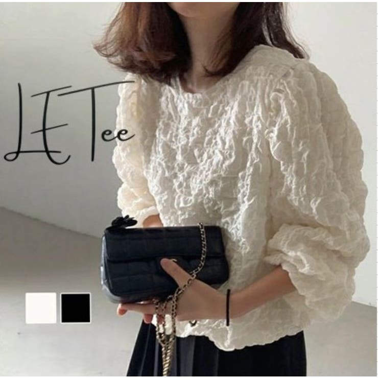 ワッフル風変わり織プルオーバーブラウス/袖口ゴム/ボリューム袖 | LETee | 詳細画像1 