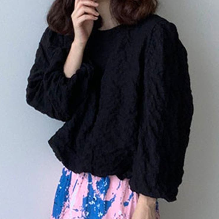 ワッフル風変わり織プルオーバーブラウス/袖口ゴム/ボリューム袖 | LETee | 詳細画像7 