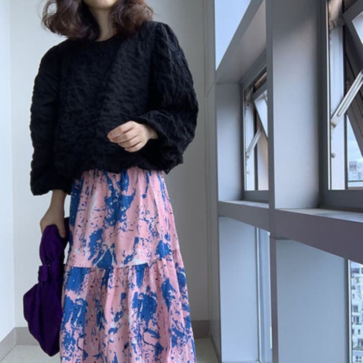 ワッフル風変わり織プルオーバーブラウス/袖口ゴム/ボリューム袖 | LETee | 詳細画像8 