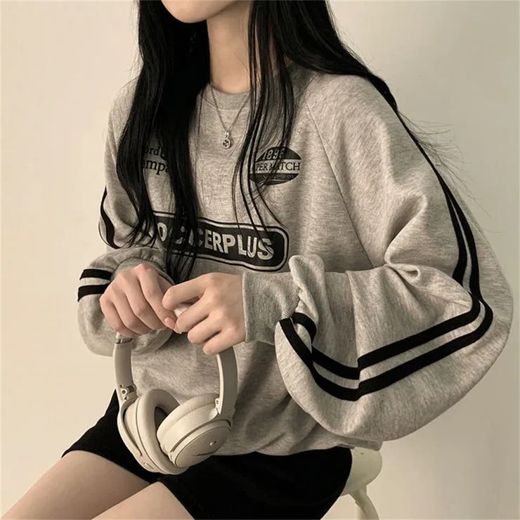 袖ラインロゴプリントトレーナー/２本ライン/フロントロゴプリント | LETee | 詳細画像2 