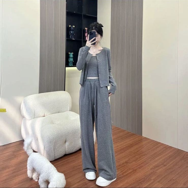 L.GREY | パンツセットアップ/スリーピース/パンツ+カーディガン+インナー | LETee