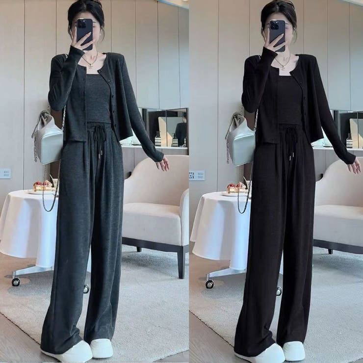 パンツセットアップ/スリーピース/パンツ+カーディガン+インナー | LETee | 詳細画像7 