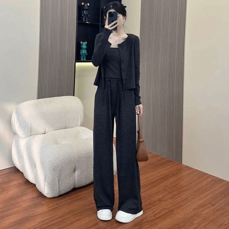 D.GREY | パンツセットアップ/スリーピース/パンツ+カーディガン+インナー | LETee