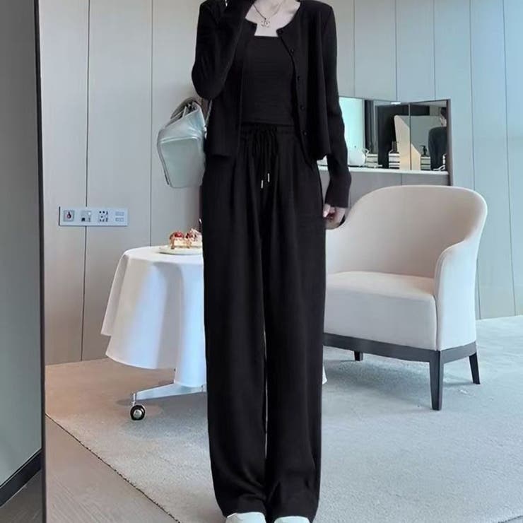 パンツセットアップ/スリーピース/パンツ+カーディガン+インナー | LETee | 詳細画像3 