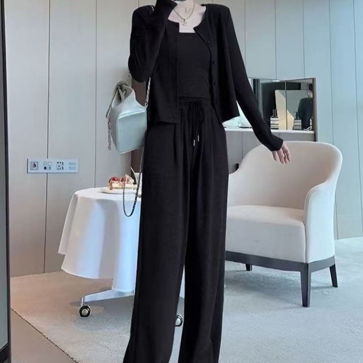 パンツセットアップ/スリーピース/パンツ+カーディガン+インナー | LETee | 詳細画像4 