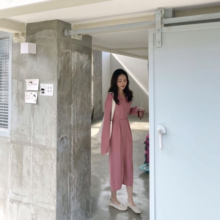 前開きえり付きニットワンピース/ストリングベルト | LETee | 詳細画像20 