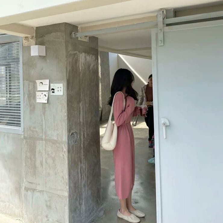 前開きえり付きニットワンピース/ストリングベルト | LETee | 詳細画像21 