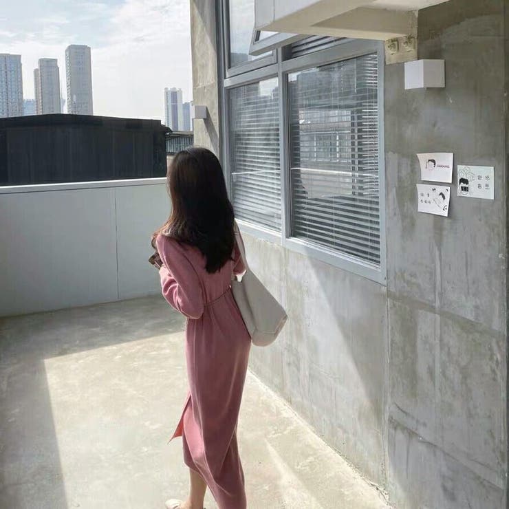 前開きえり付きニットワンピース/ストリングベルト | LETee | 詳細画像22 