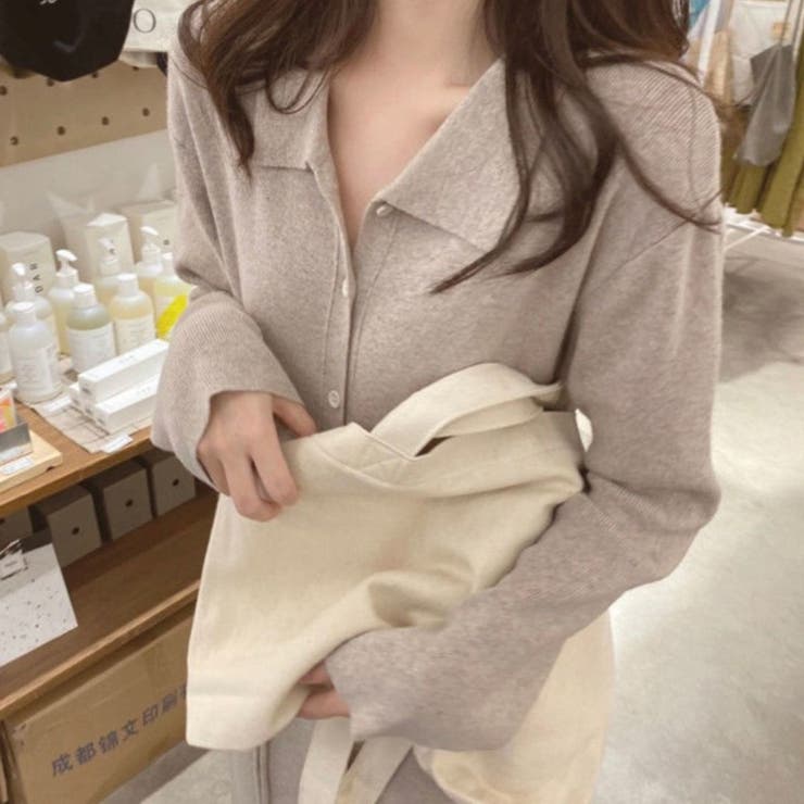 前開きえり付きニットワンピース/ストリングベルト | LETee | 詳細画像6 