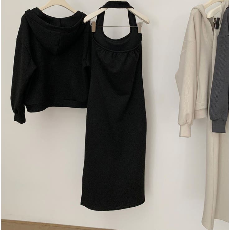 ホルターネックワンピース＆Vプルオーバーセットアップ/裾スリット | LETee | 詳細画像14 