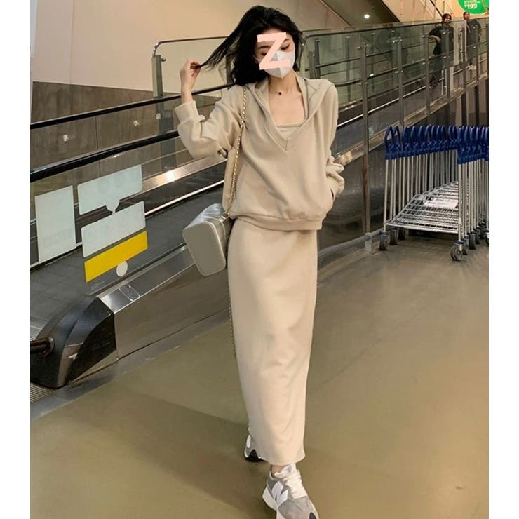 ホルターネックワンピース＆Vプルオーバーセットアップ/裾スリット | LETee | 詳細画像1 