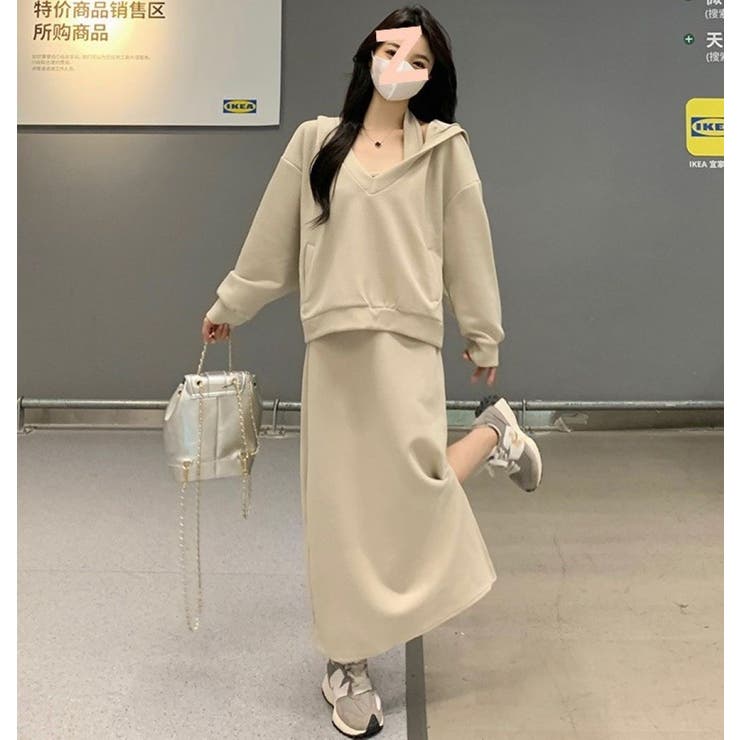 ホルターネックワンピース＆Vプルオーバーセットアップ/裾スリット | LETee | 詳細画像2 