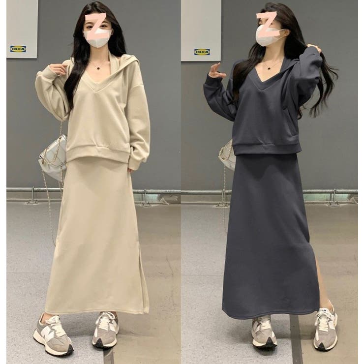 ホルターネックワンピース＆Vプルオーバーセットアップ/裾スリット | LETee | 詳細画像3 