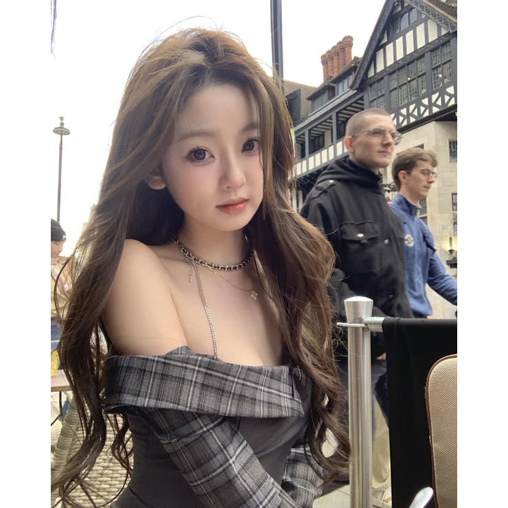 えり付きドッキングワンピース/オフショルダー/チェック使い | LETee | 詳細画像9 