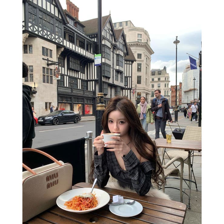 えり付きドッキングワンピース/オフショルダー/チェック使い | LETee | 詳細画像10 