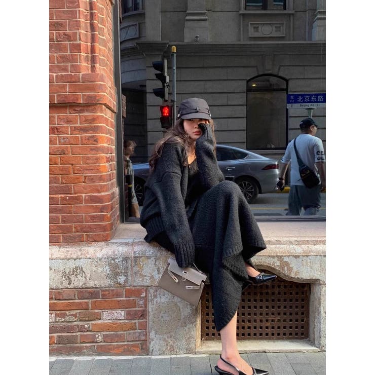 Ｖネックプルオーバー＆マーメイドスカート ニットスーツ | LETee | 詳細画像11 