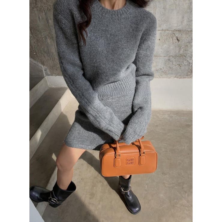 クルーネックプルオーバー＆タイトミニスカート ニットスーツ | LETee | 詳細画像11 