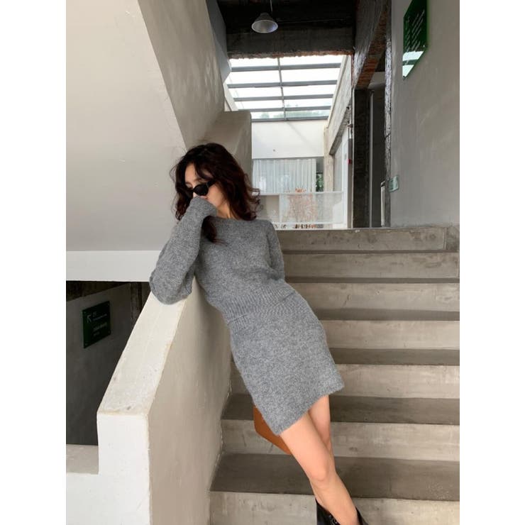 クルーネックプルオーバー＆タイトミニスカート ニットスーツ | LETee | 詳細画像12 