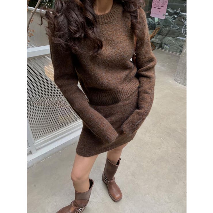 クルーネックプルオーバー＆タイトミニスカート ニットスーツ | LETee | 詳細画像3 