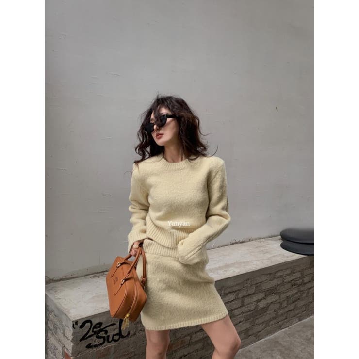 クルーネックプルオーバー＆タイトミニスカート ニットスーツ | LETee | 詳細画像6 