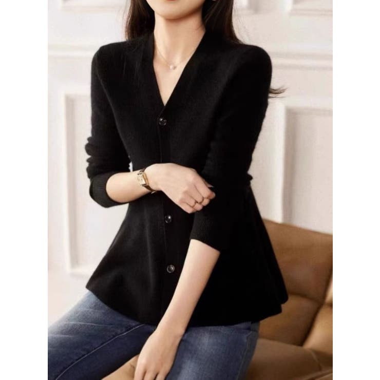 ペプラムカーディガン/Vネックカーデ/ニット/スソフリル | LETee | 詳細画像11 