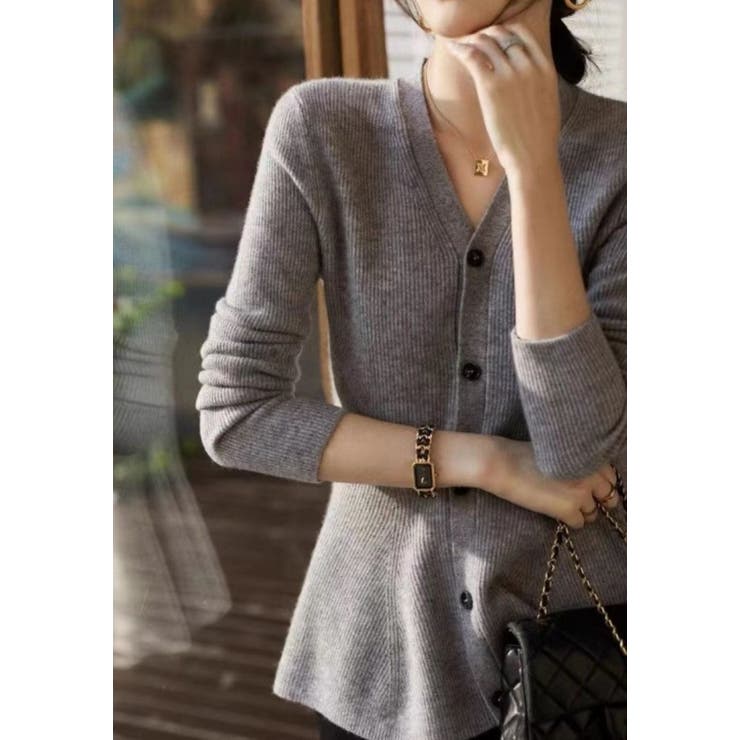 ペプラムカーディガン/Vネックカーデ/ニット/スソフリル | LETee | 詳細画像4 