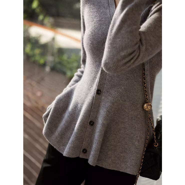ペプラムカーディガン/Vネックカーデ/ニット/スソフリル | LETee | 詳細画像5 