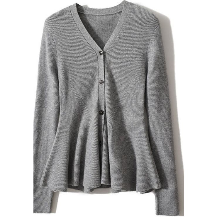 ペプラムカーディガン/Vネックカーデ/ニット/スソフリル | LETee | 詳細画像7 