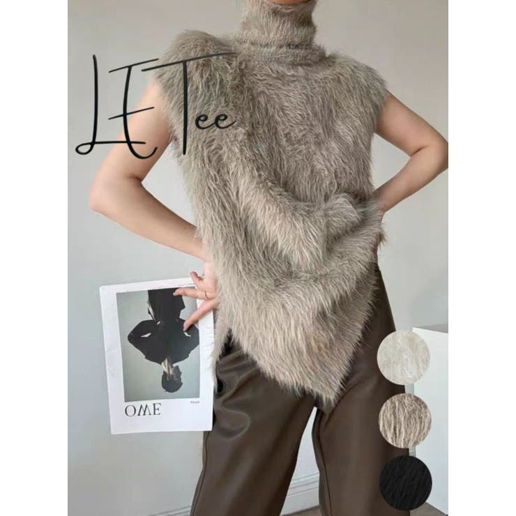 フェザーニットタートルネックプルオーバー/ノースリーブ/ベスト使い | LETee | 詳細画像1 