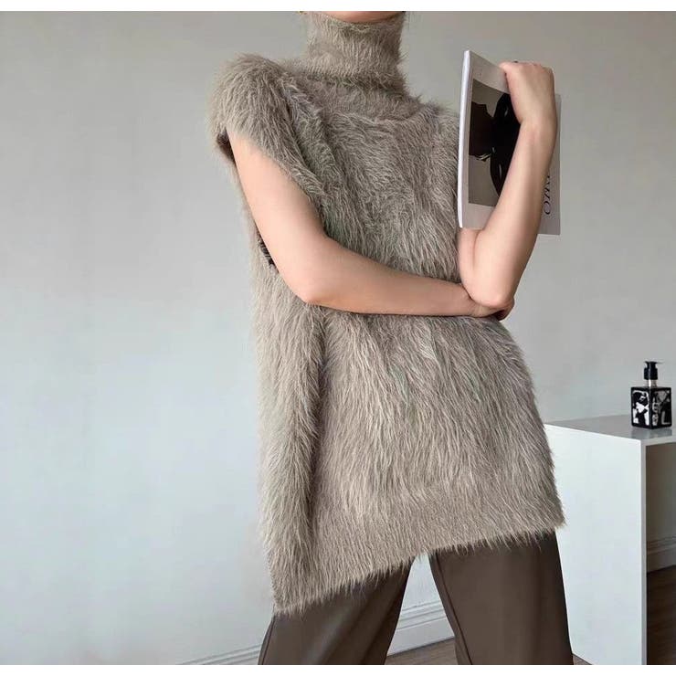 フェザーニットタートルネックプルオーバー/ノースリーブ/ベスト使い | LETee | 詳細画像3 