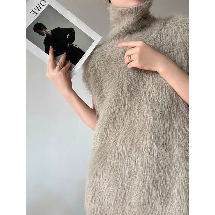 フェザーニットタートルネックプルオーバー/ノースリーブ/ベスト使い | LETee | 詳細画像5 